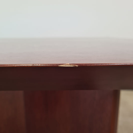 Meeting Table Desk with Abstract Base in Mahogany Finish