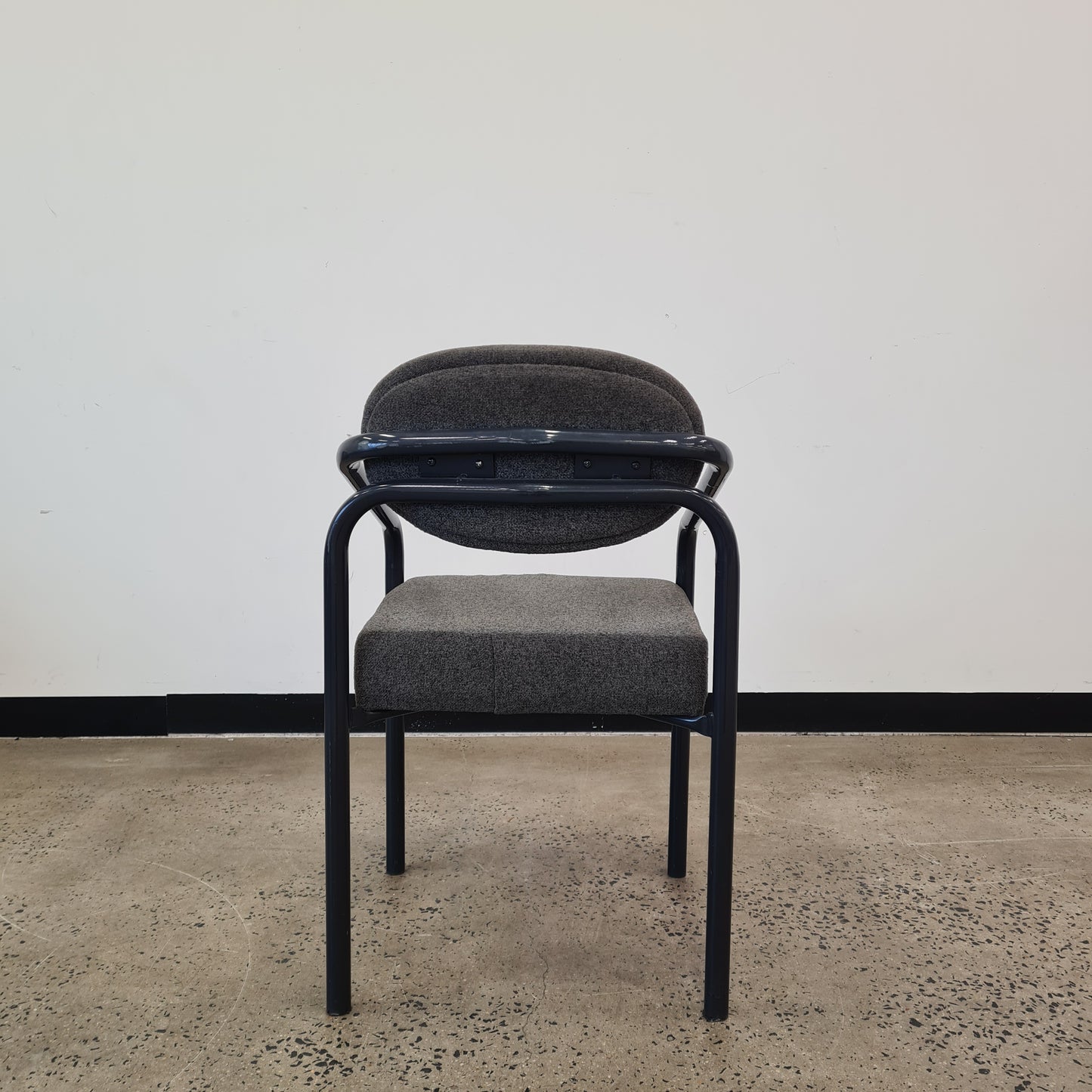 Contemporary Armchair in Charcoal with Black Gloss Metal Frame