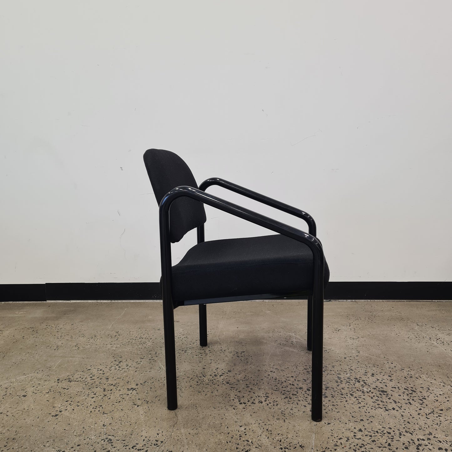 Contemporary Armchair in Black Upholstery with Black Metal Frame