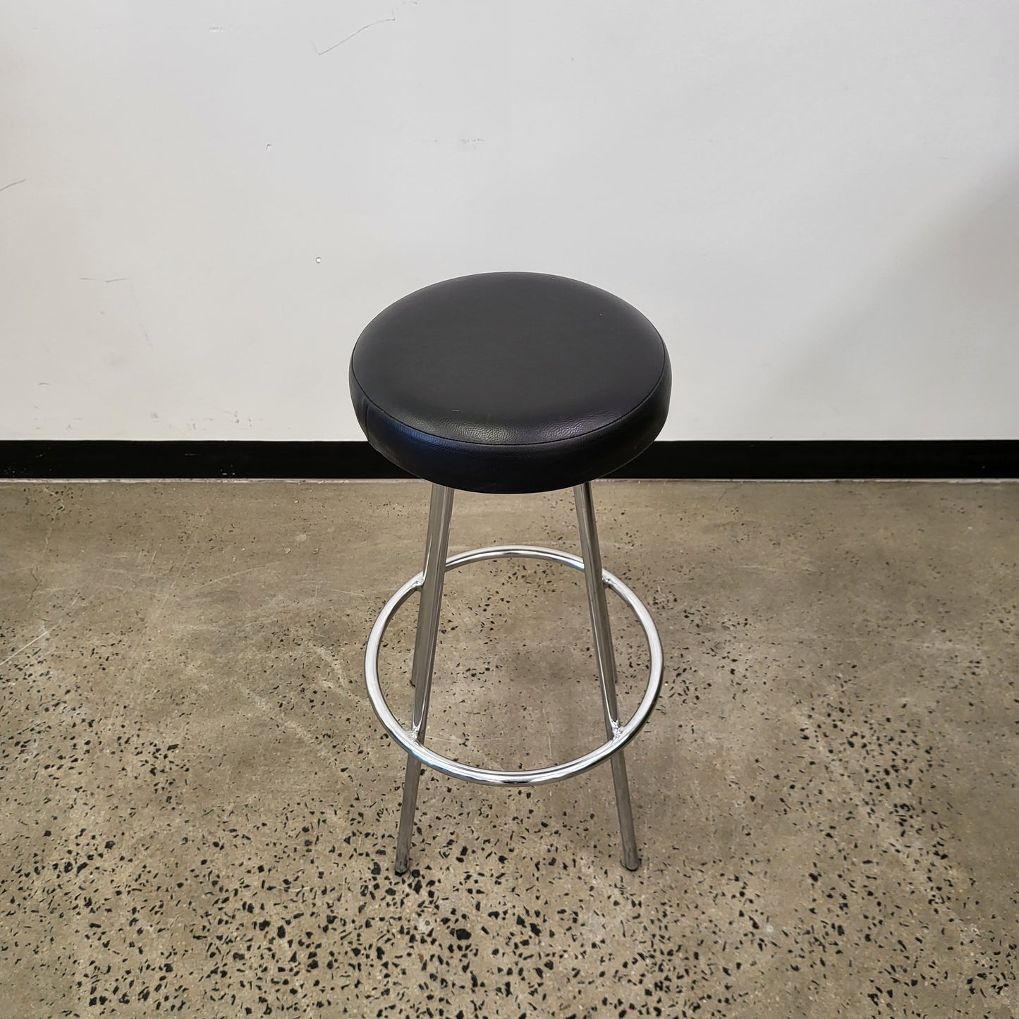 Barstool Black Vinyl Upholstery with Chrome Base