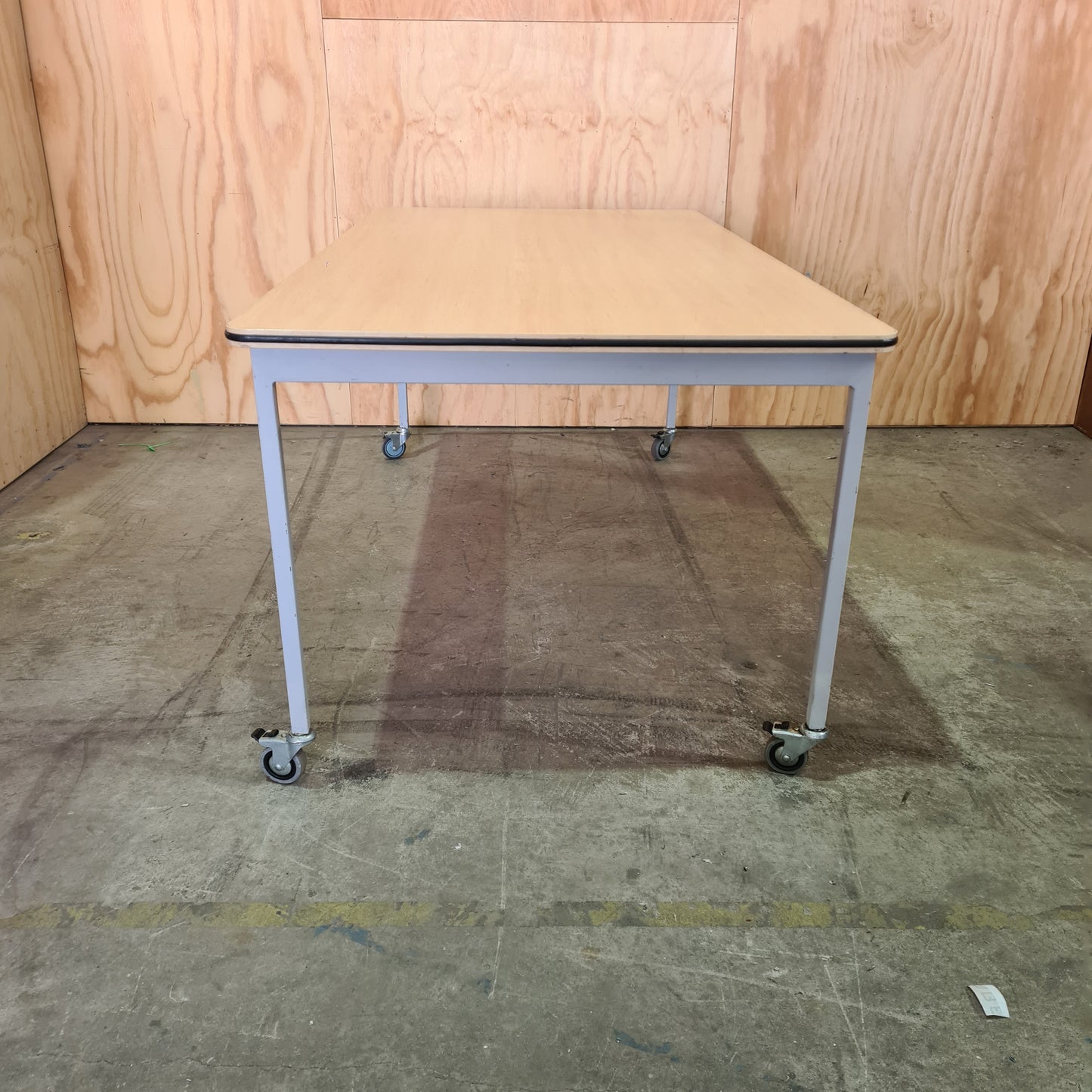 Large Desk with Timber Veneer on Castors