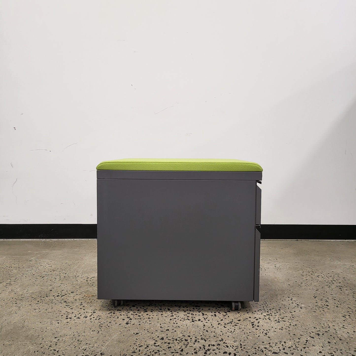 Schiavello Pedestal in Charcoal Metal with Upholstered Lime Green Seat