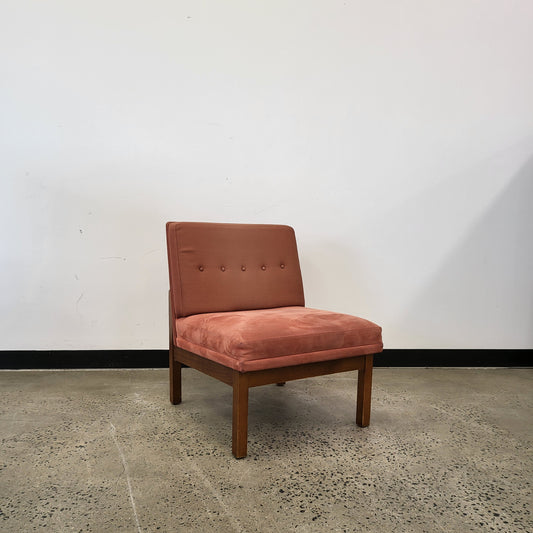 Mid Century Style Visitor Chair in Burnt Orange Velvet Style Upholstery