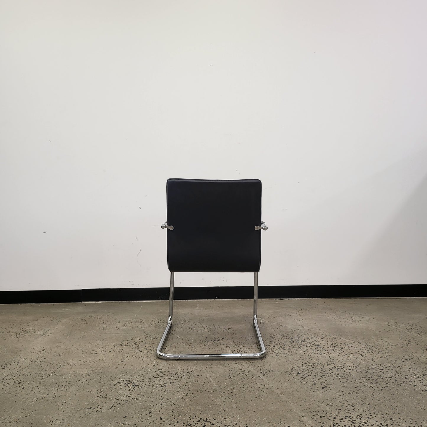 Cantilever Armchair with Black Vinyl Upholstery