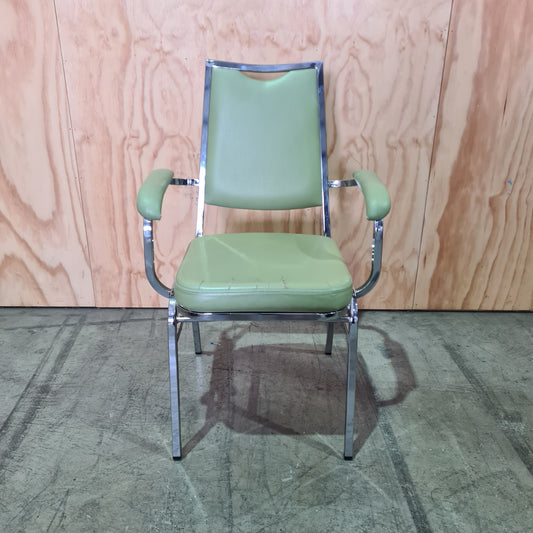Vintage Green Vinyl Chair and Chrome Legs