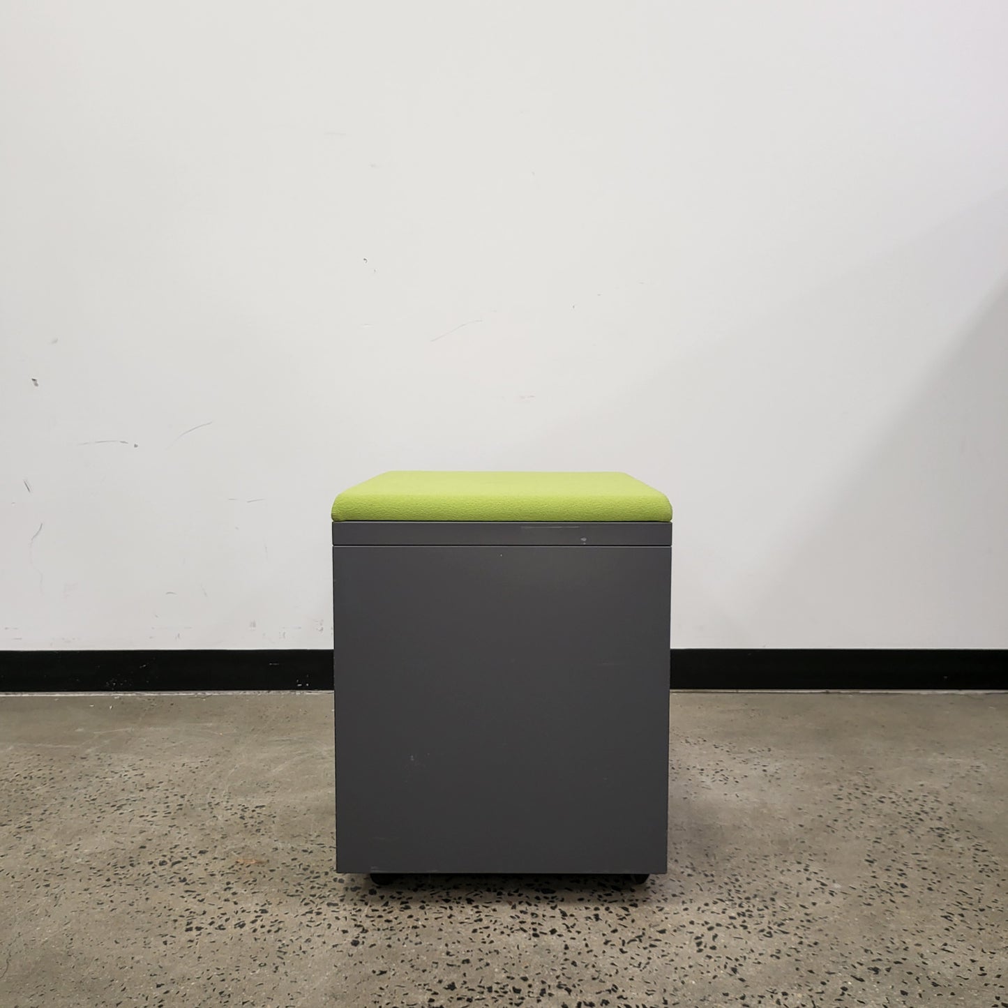 Schiavello Pedestal in Charcoal Metal with Upholstered Lime Green Seat