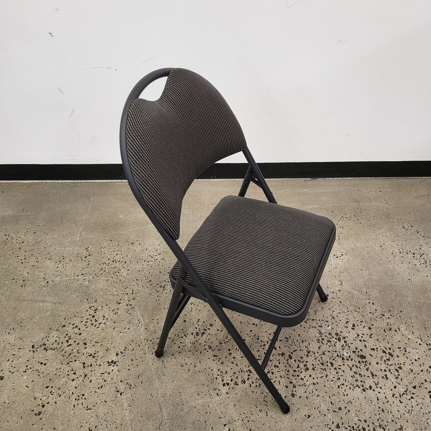 Upholstered Metal Folding Chair in Grey