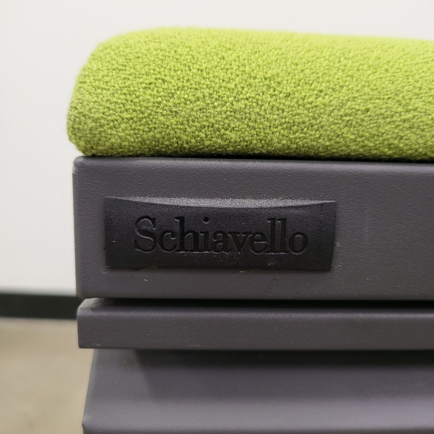 Schiavello Pedestal in Charcoal Metal with Upholstered Lime Green Seat