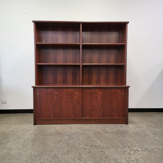 Bookshelf Buffet with Hutch Unit in Wooden Finish