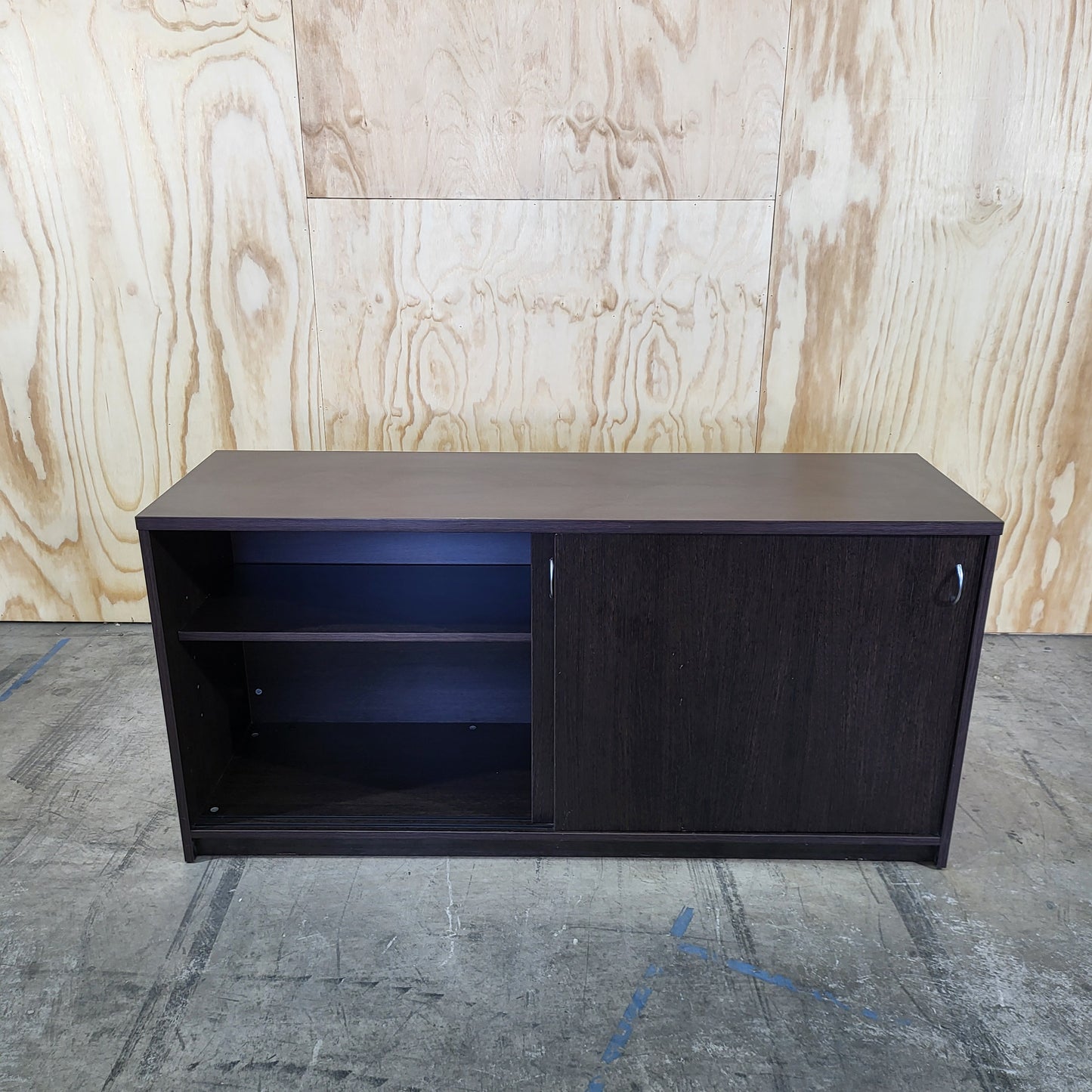 Buffet Storage Cabinet with Sliding Doors in Brown