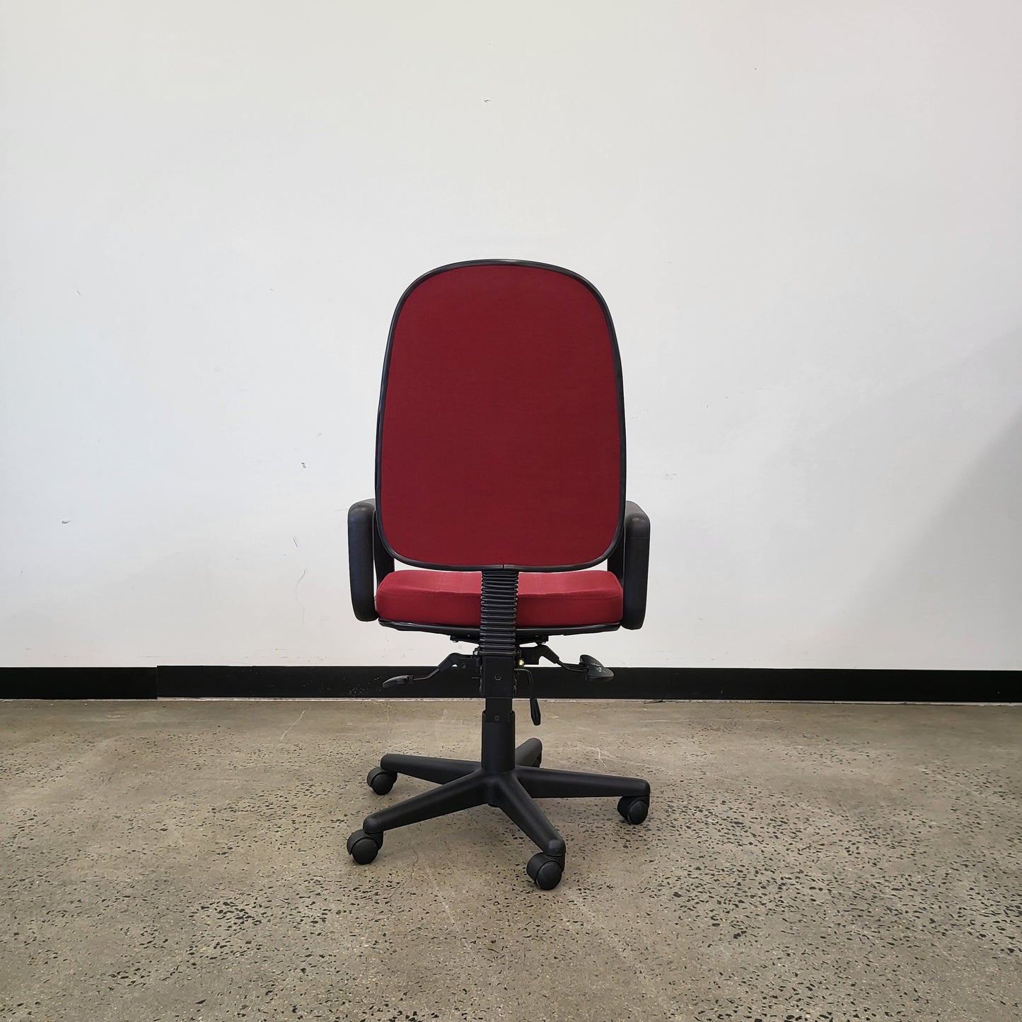 Office Task Chair in Red Upholstery with Armrests