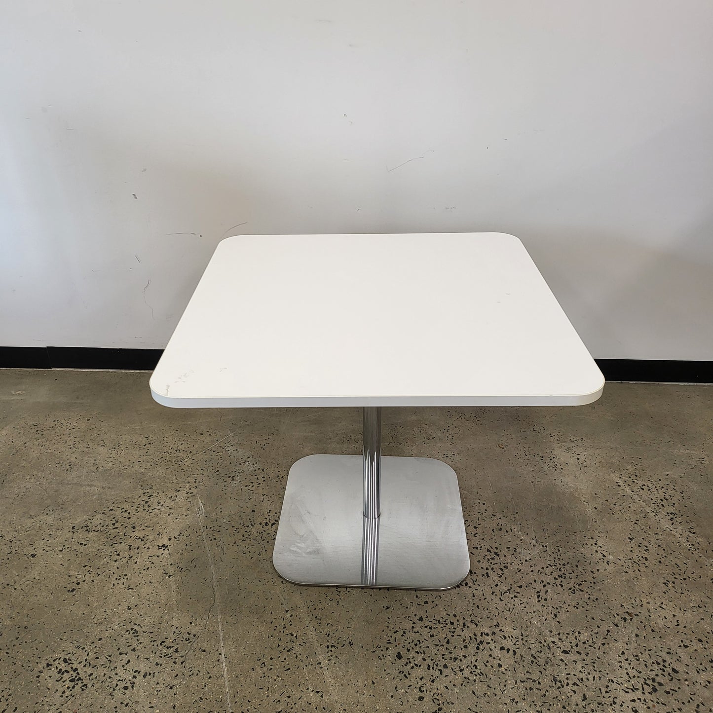 Cafe Table Square White with Silver Base