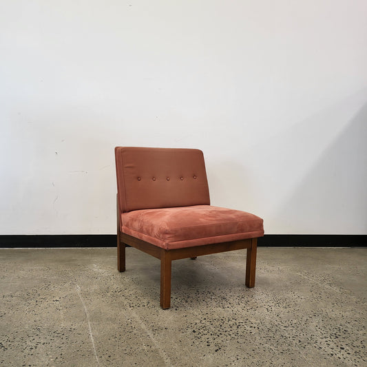 Mid Century Style Visitor Chair in Burnt Orange Velvet Style Upholstery