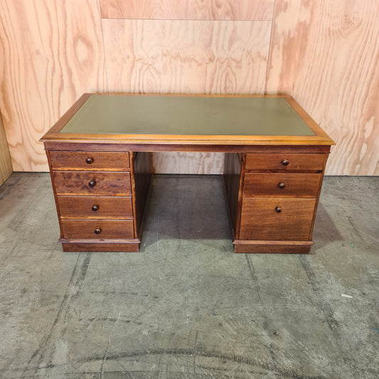 Antique Solid timber desk with genuine leather top