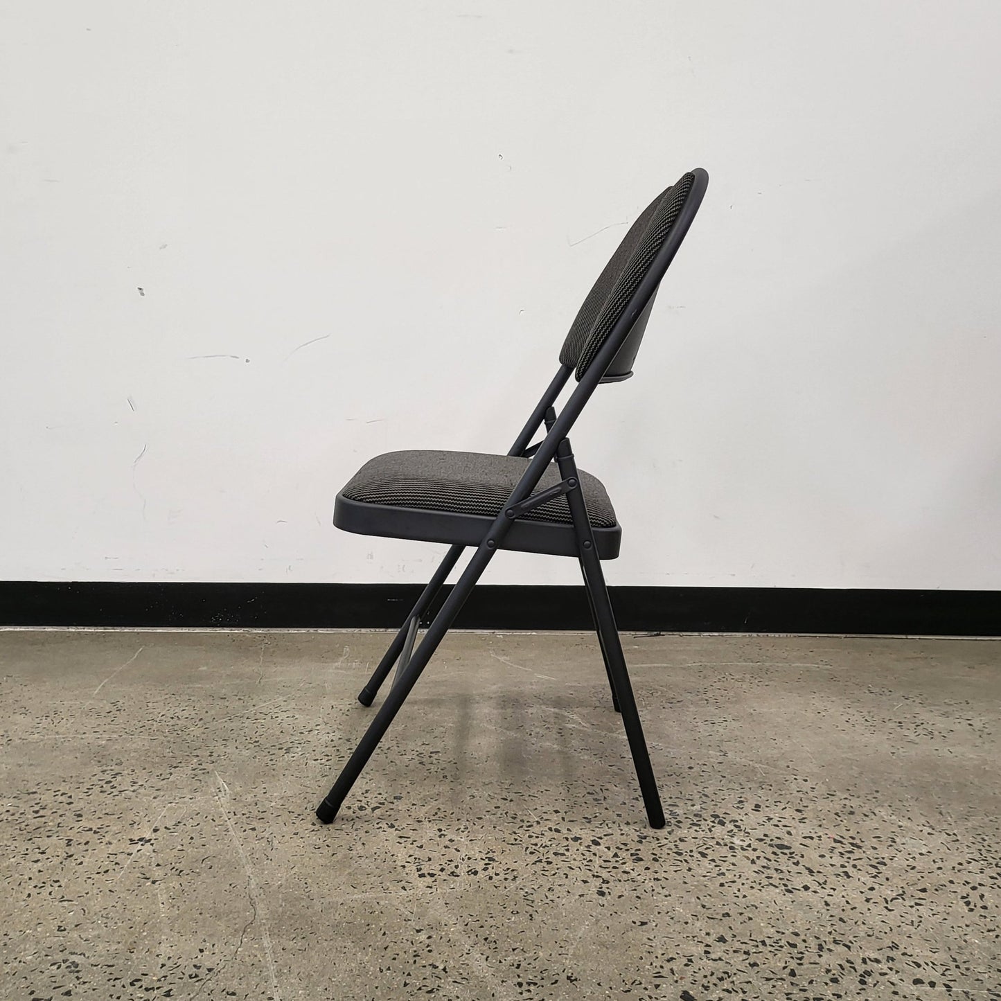 Upholstered Metal Folding Chair in Grey