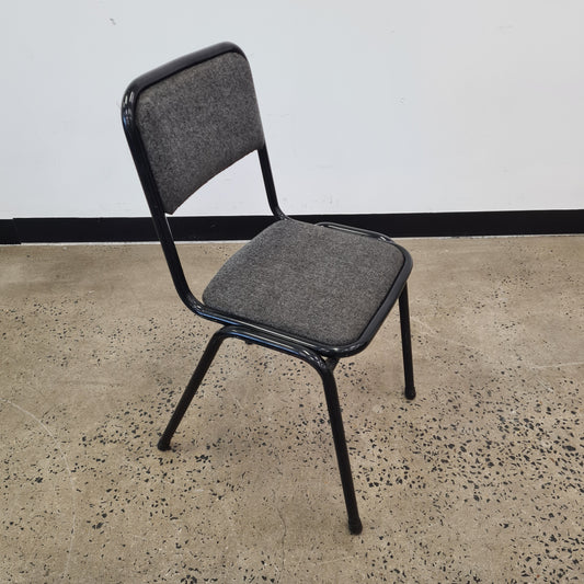 Contemporary Vintage Stacking Chair in Charcoal with Black Metal Frame