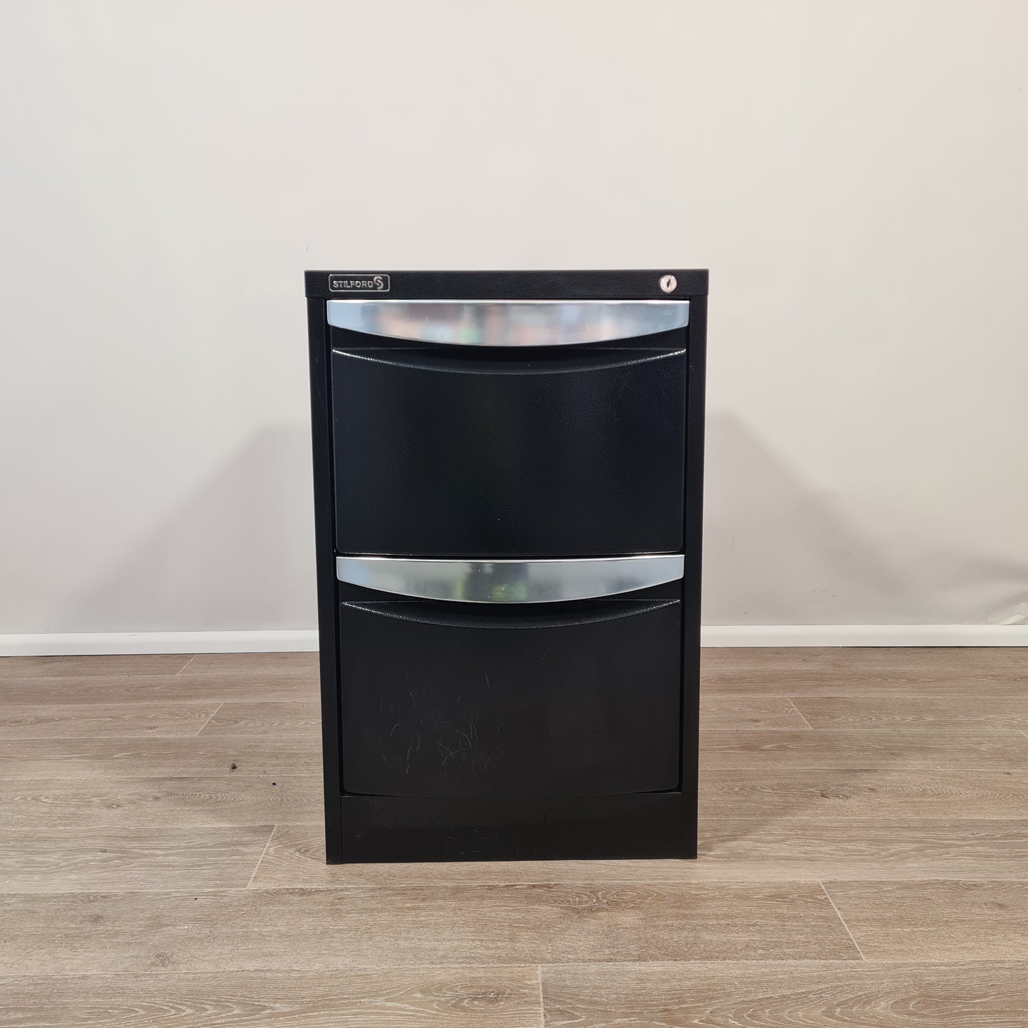 Stilford 2 Drawer Filing Cabinet in Black and Silver