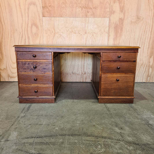Antique Solid timber desk with genuine leather top