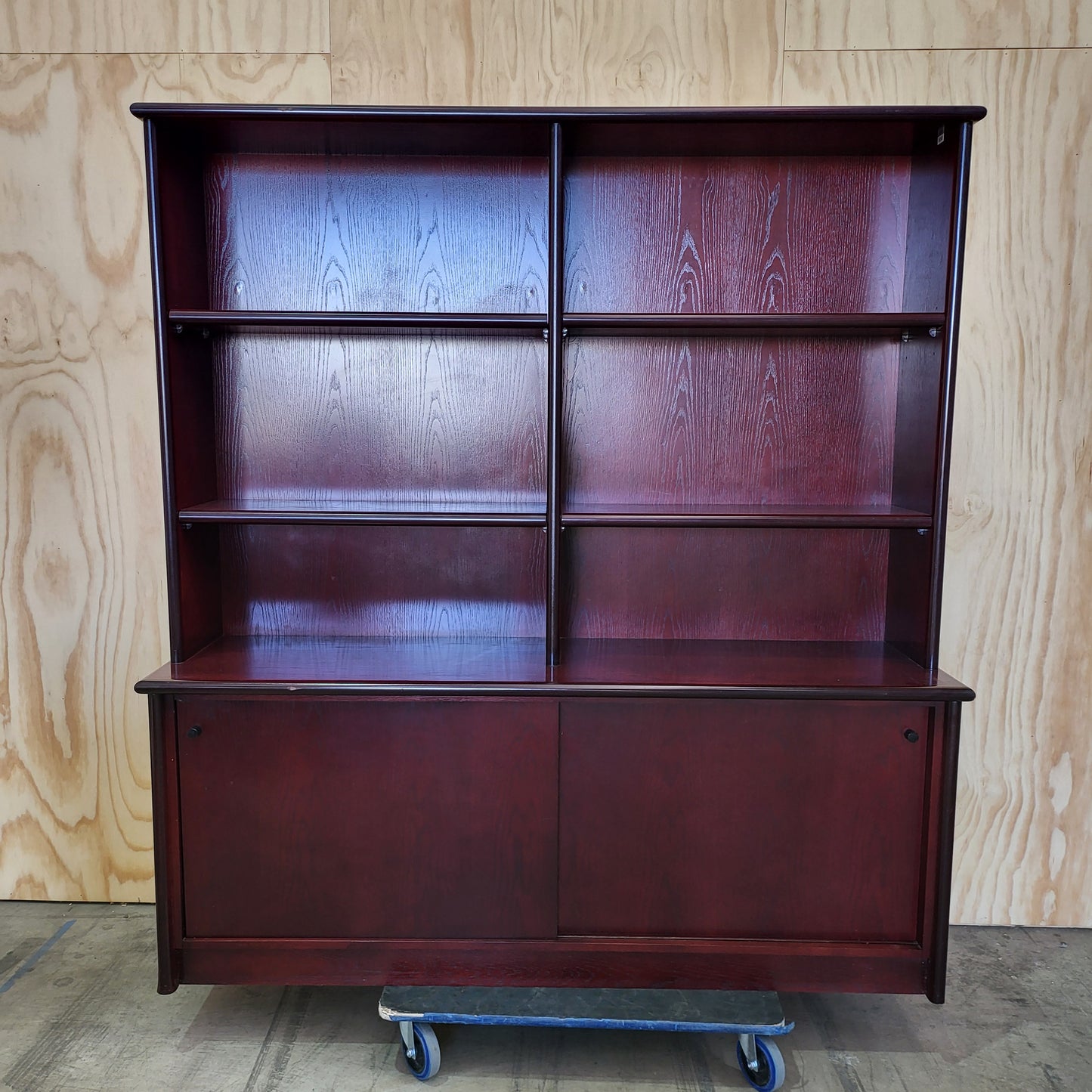 Wooden Bookcase with Shelving in Mahogany