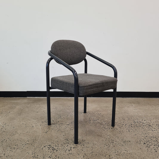 Contemporary Armchair in Charcoal with Black Gloss Metal Frame