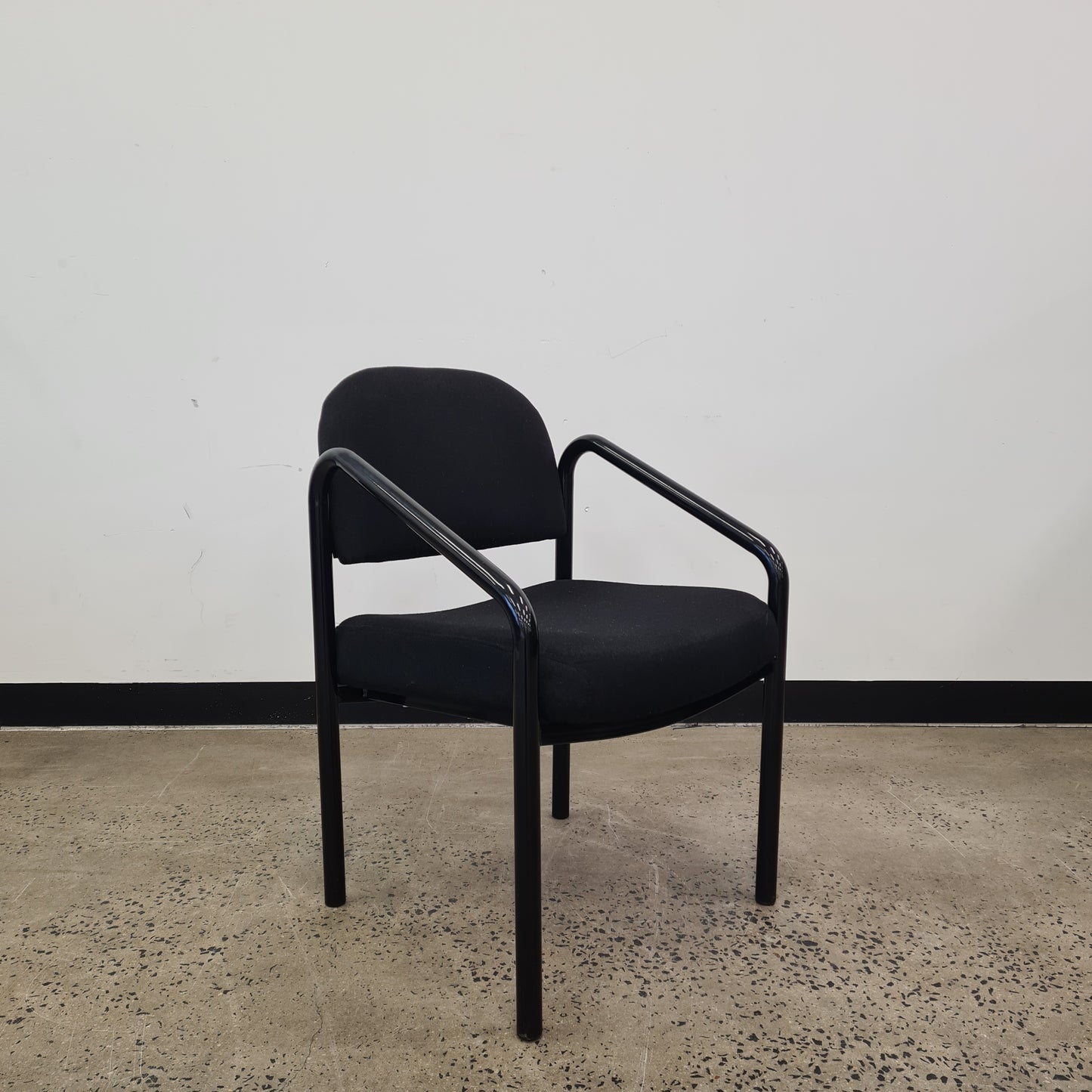 Contemporary Armchair in Black Upholstery with Black Metal Frame