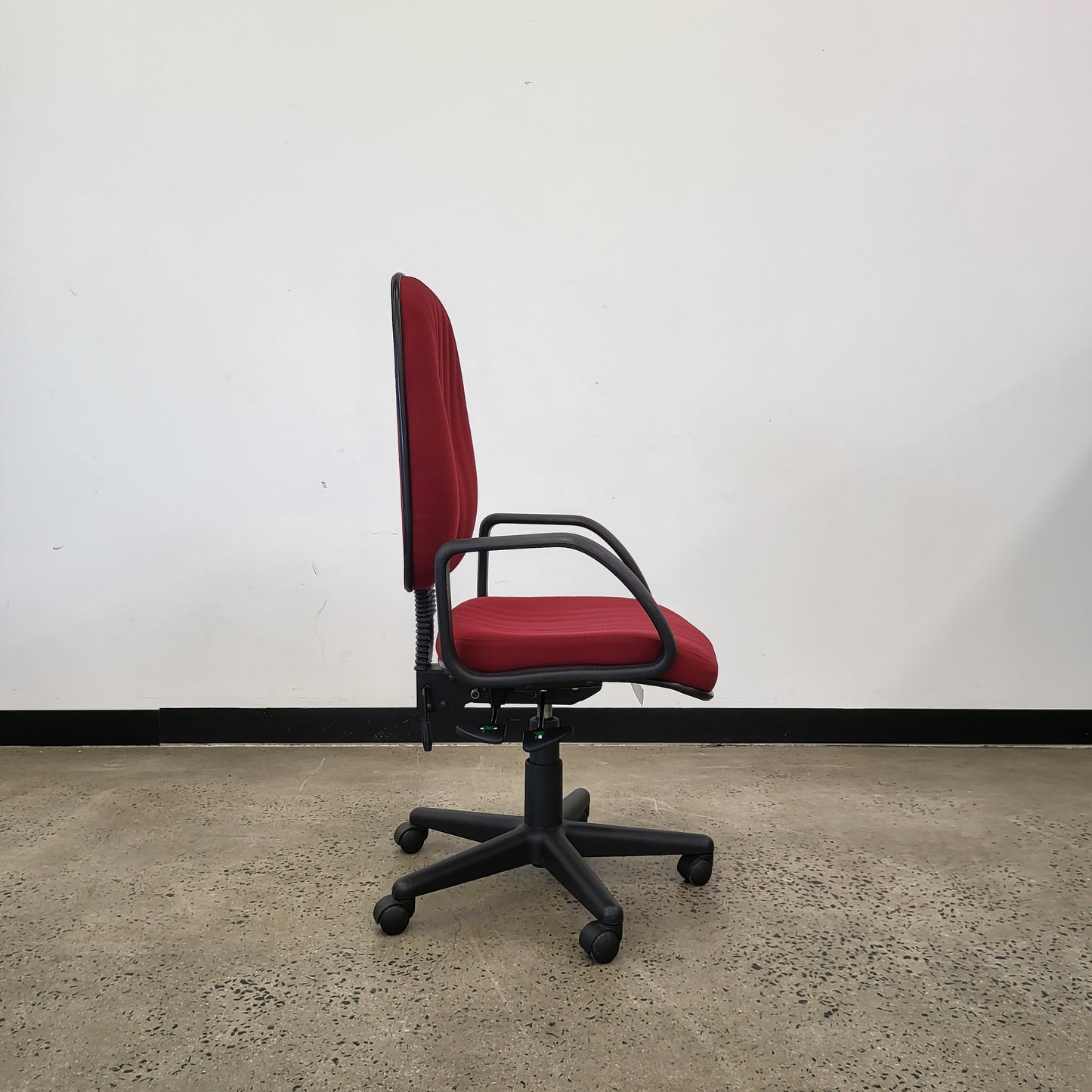 Office Task Chair in Red Upholstery with Armrests