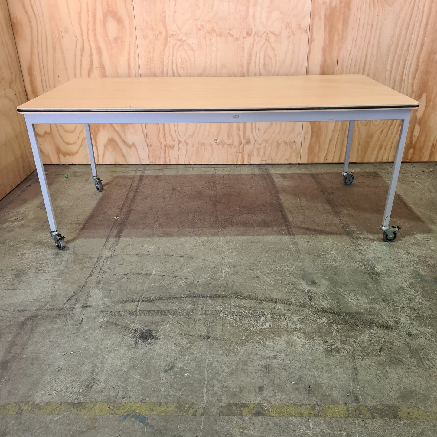 Large Desk with Timber Veneer on Castors