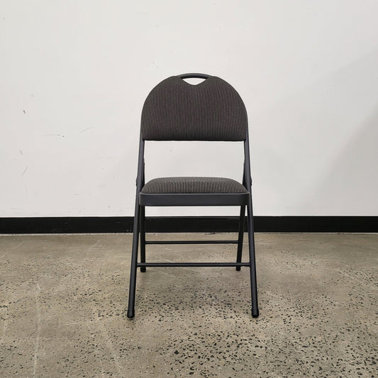 Upholstered Metal Folding Chair in Grey