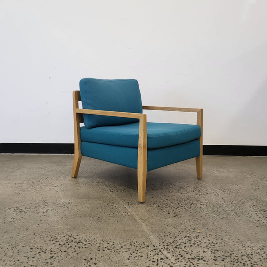 Teal Armchair with Timber Frame