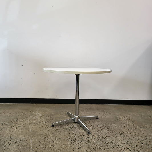 Round Table White Top with Silver Legs