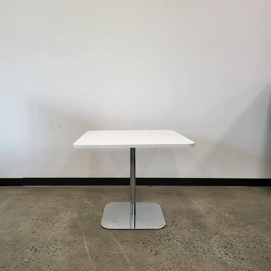 Cafe Table Square White with Silver Base