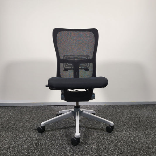 Haworth Zody Black Mesh Office Chair Light Grey Base