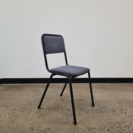 Contemporary Vintage Stacking Chair in Blue with Black Metal Frame