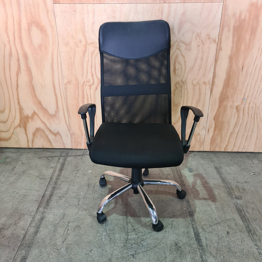 CLEARANCE Black Executive Vinyl and Mesh Chair with Arms