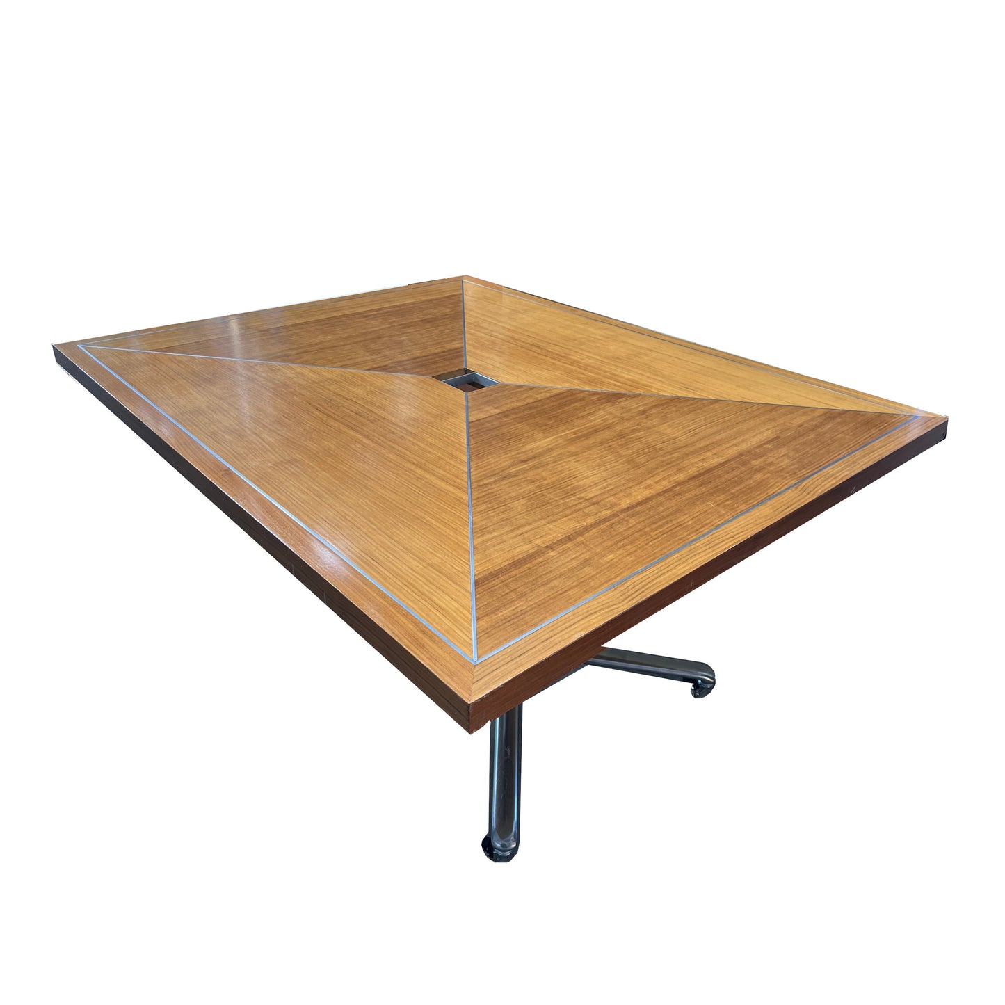 Wooden Meeting Table with Custom Silver Detailing