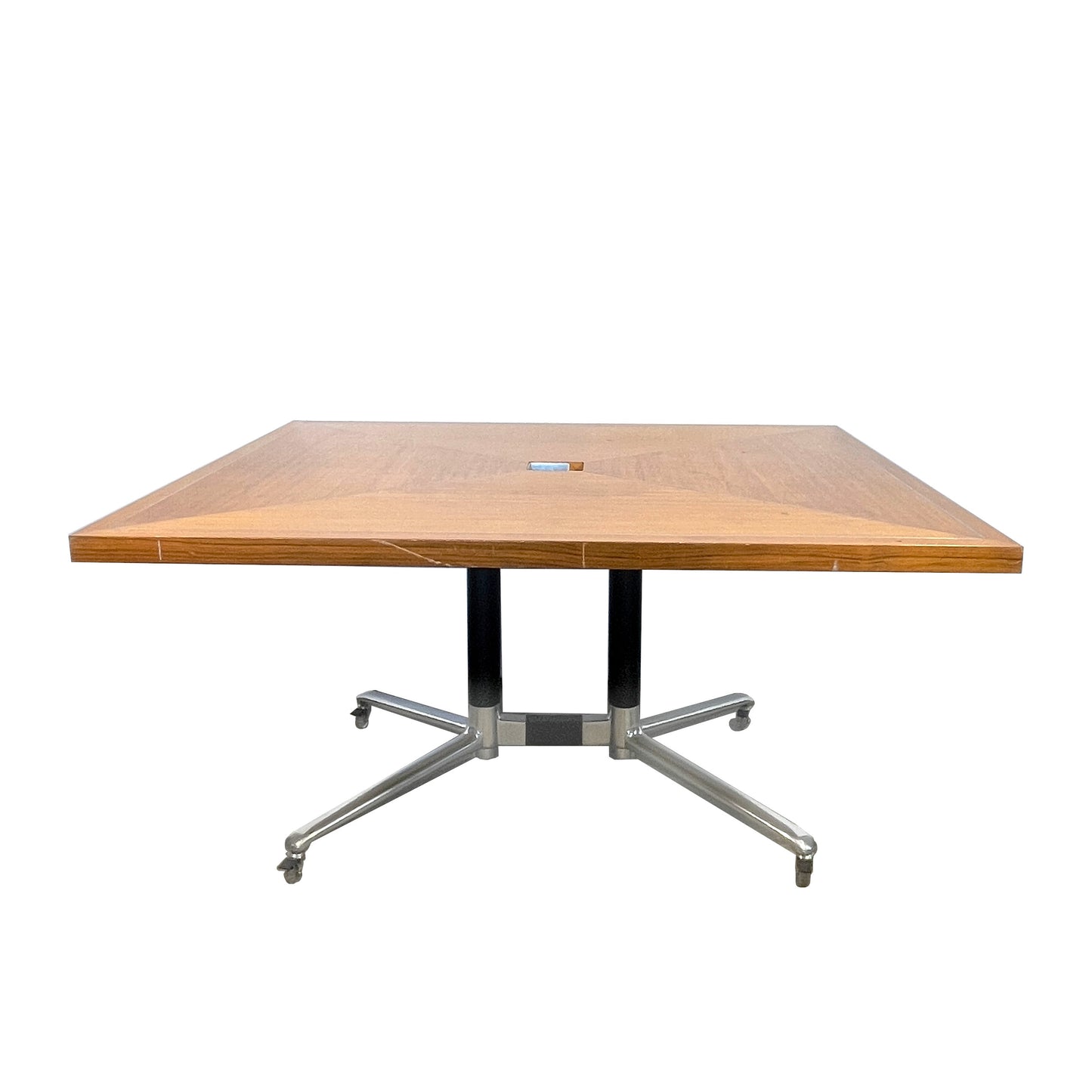 Wooden Meeting Table with Custom Silver Detailing
