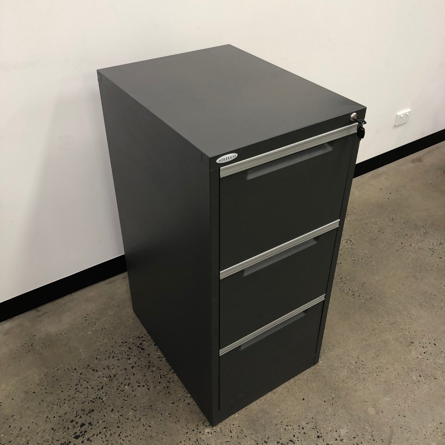 Steelco 3 Drawer Filing Cabinet Grey