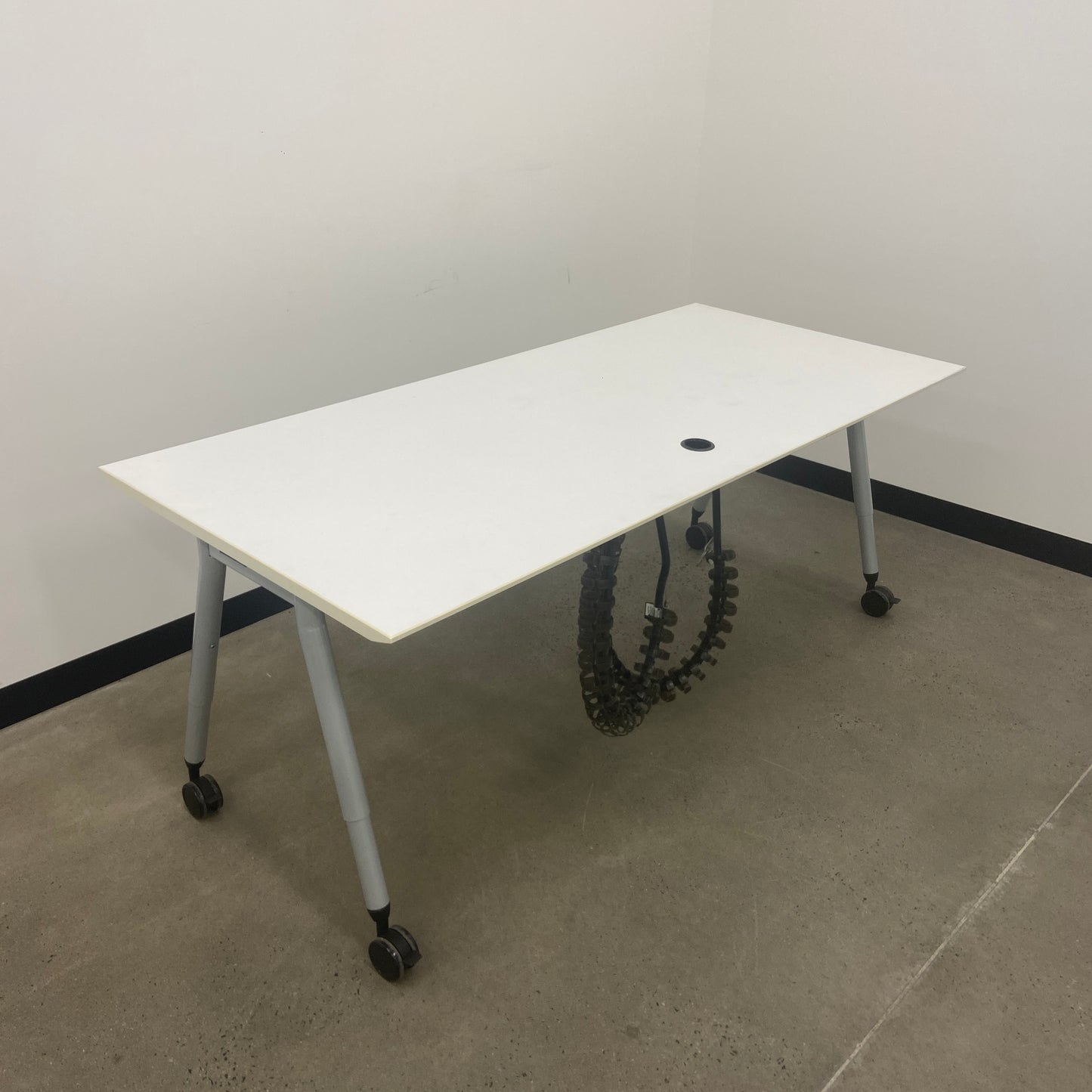 White Desk on Wheels