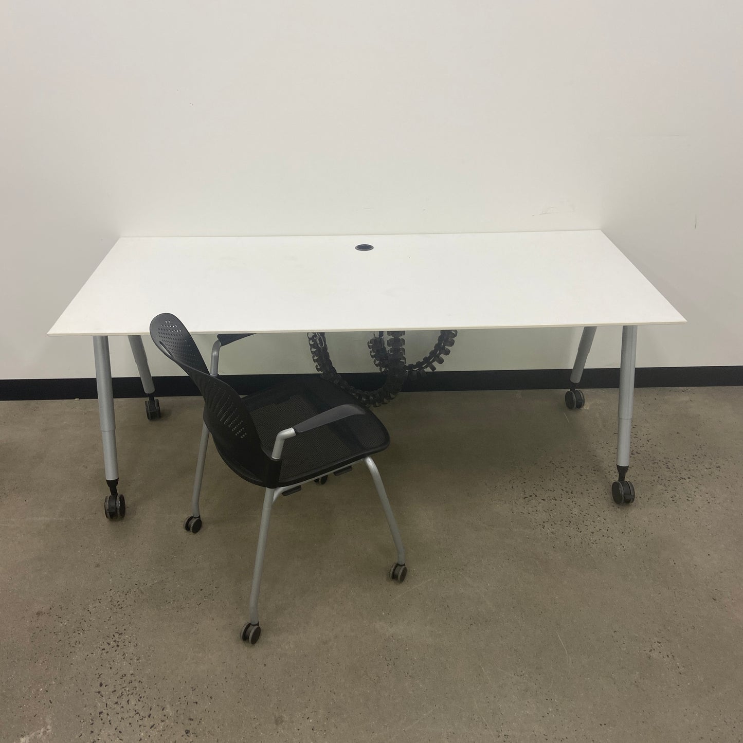 White Desk on Wheels