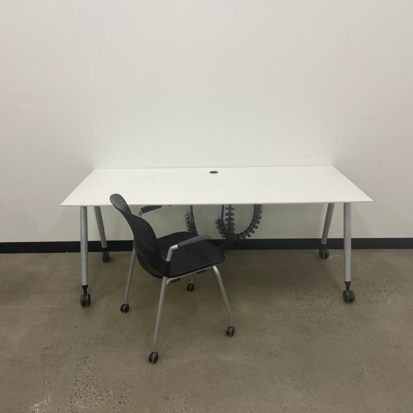 White Desk on Wheels